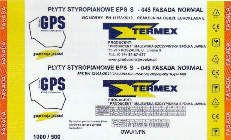 Etykieta EPS S 045 Fasada Normal