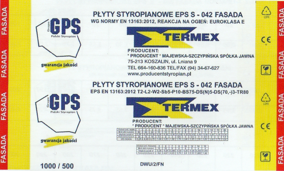 Etykieta EPS S 042 Fasada