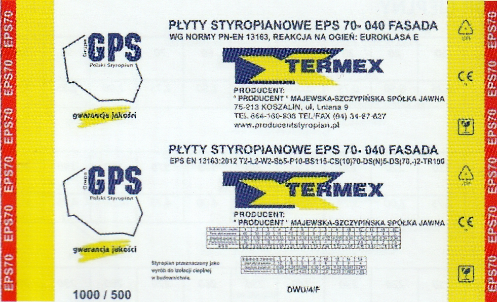 Etykieta EPS 70-040 Fasada