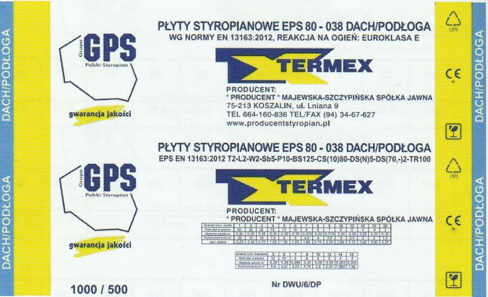 Etykieta EPS 80 038 Dach/Podłoga
